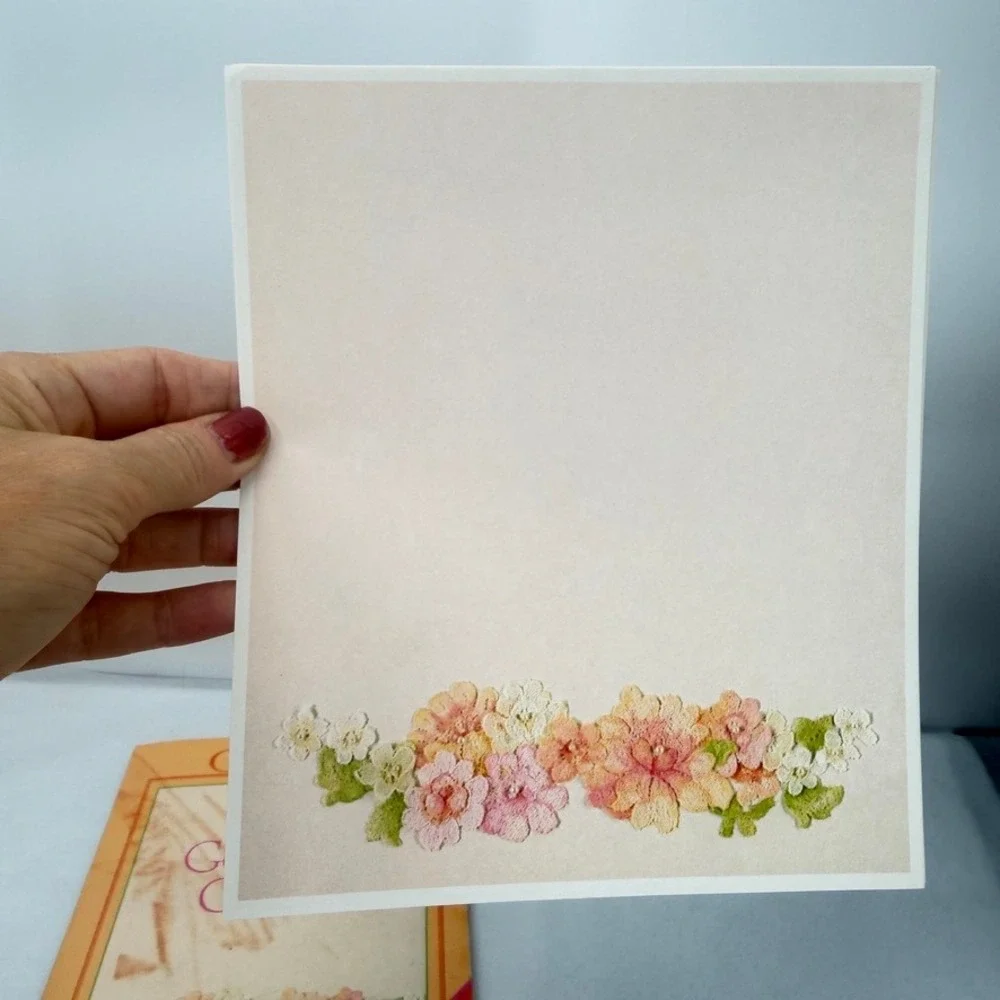 Current Gossamer Garden Stationery Set Floral Lace Print Vintage Paper Notes